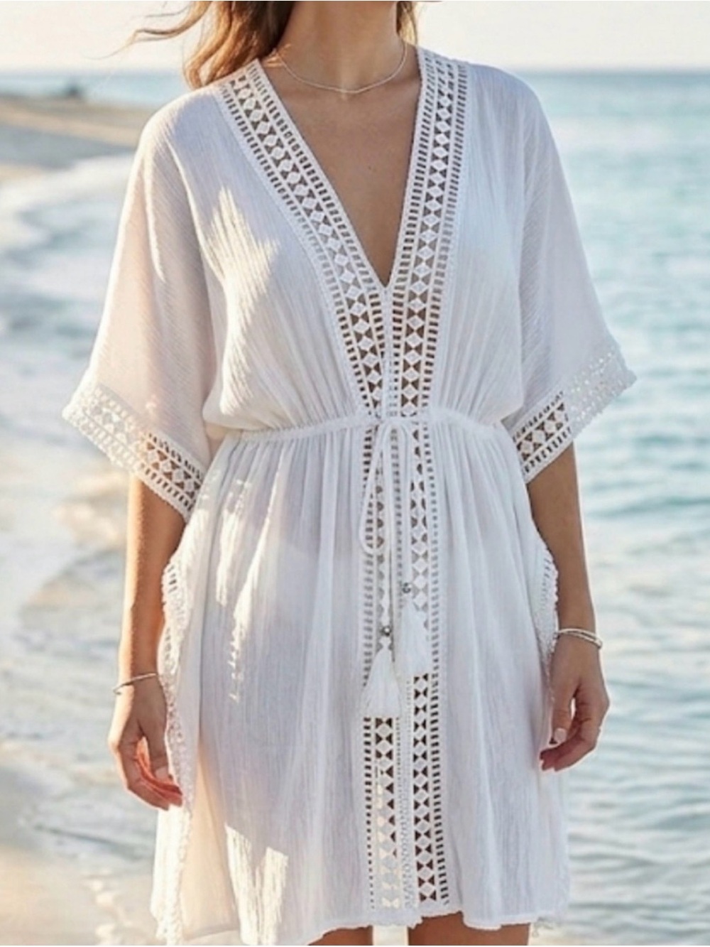 Women’s White Boho Swim Cover-Up